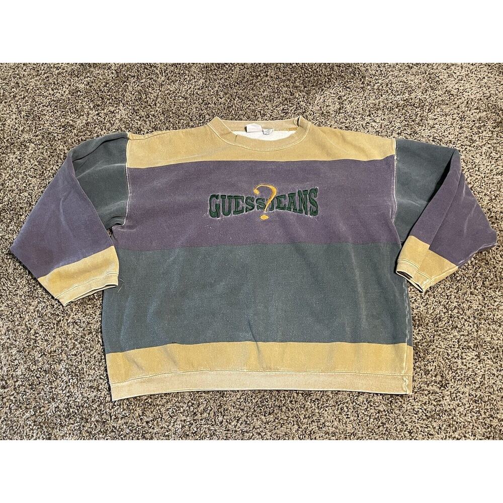 Vintage Guess George Marciano Crewneck Sweatshirt Size LARGE Distressed Big Logo